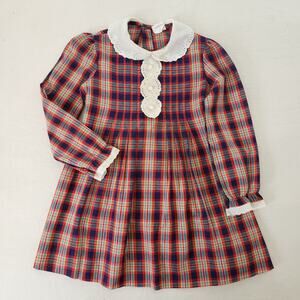Vintage Plaid Long Sleeve Dress 5t